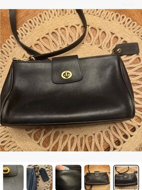 Coach Vintage Legacy Demi Crossbody Black Leather Bag with Gold Turnlock 9154